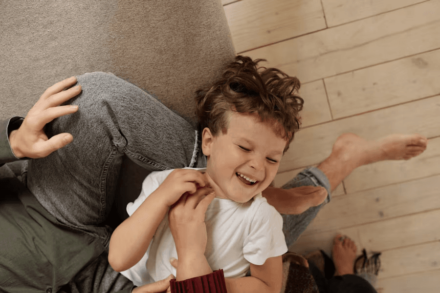 Happy child with caregiver